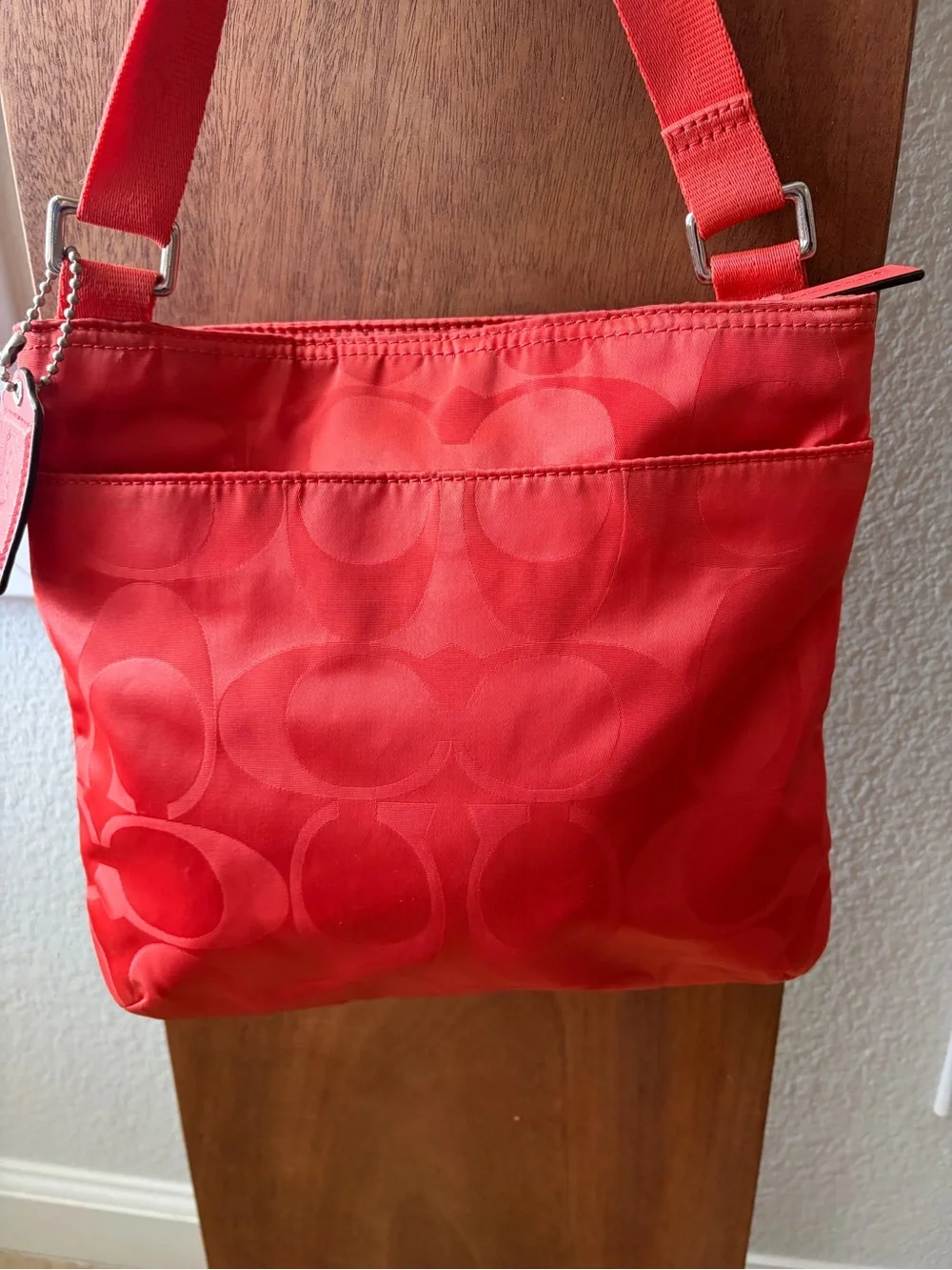 Coach Vinyl Orange Crossbody Shoulder Bag EUC